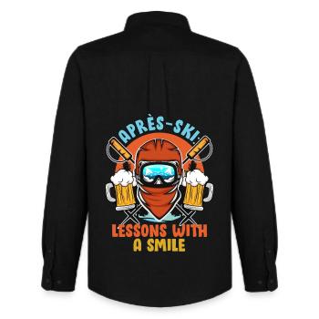 Moniteur de ski APRES-SKI COURS AVEC LE SOURIRE Lustig - Chemise Oxford homme Stanley/Stella - noir - Dos - AI Model Male 185 dark (185cm)