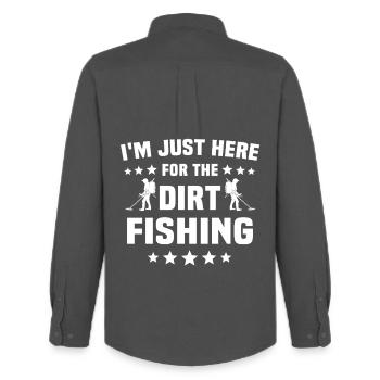 Dirt Fishing - Männer Oxford Hemd von Stanley/Stella - Anthrazit - Hinten - AI Model Male 185 dark (185cm)