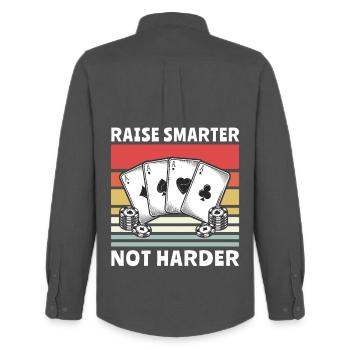 Poker Poker Joueurs - Chemise Oxford homme Stanley/Stella - charbon - Dos - AI Model Male 185 dark (185cm)