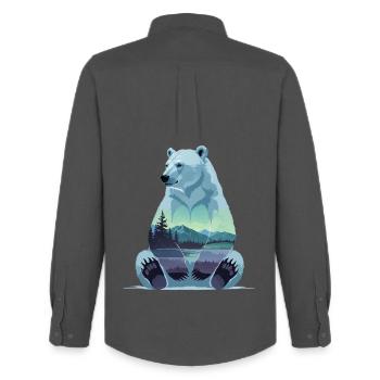 Polar bear with mountain landscape interior motif - Men's Oxford Shirt by Stanley/Stella - anthracite - Back - AI Model Male 185 dark (185cm)