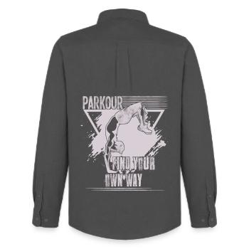 Parkour Find Your Own Way - Men's Oxford Shirt by Stanley/Stella - anthracite - Back - AI Model Male 185 dark (185cm)