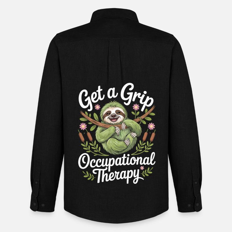Get a Grip Occupational Therapy Sloth - Männer Oxford Hemd von Stanley/Stella - Schwarz