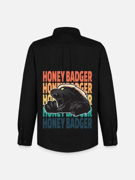 Honey Badger Retro Vintage - Stanley/Stella Camicia Oxford uomo - nero