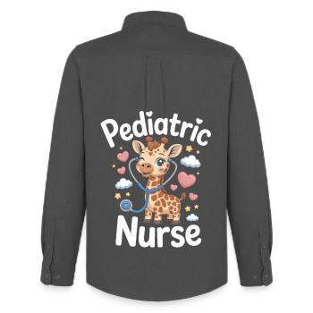 Pediatric Giraffe Nurse - Men's Oxford Shirt by Stanley/Stella - anthracite - Back - AI Model Male 185 dark (185cm)