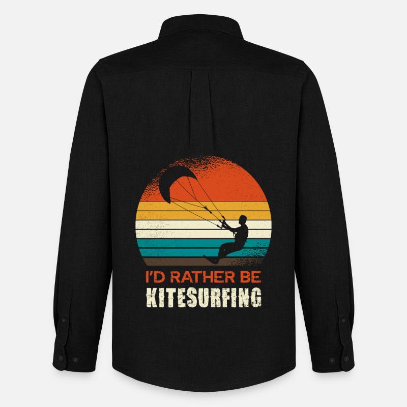 Kitesurfing Retro Circle Design - Männer Oxford Hemd von Stanley/Stella - Schwarz