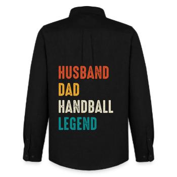 Handball Legende Vater Ehemann - Männer Oxford Hemd von Stanley/Stella - Schwarz - Hinten - AI Model Male 185 dark (185cm)