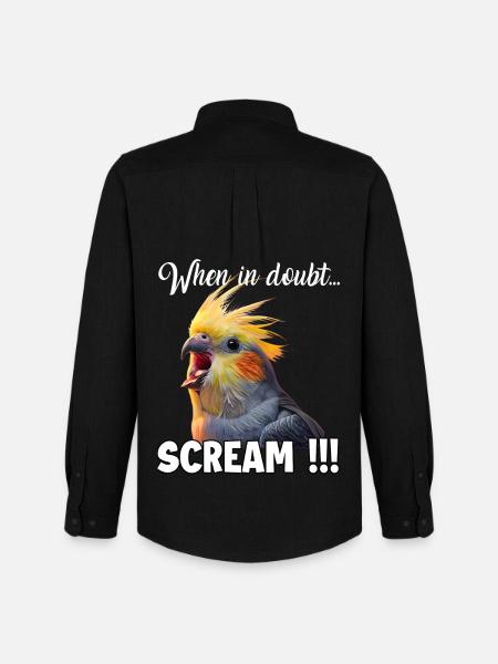 Funny Cockatiel T, Screaming Bird Meme - Men's Oxford Shirt by Stanley/Stella - black