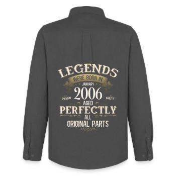 20th Birthday Legend January Vintage 2006 - Men's Oxford Shirt by Stanley/Stella - anthracite - Back - AI Model Male 185 dark (185cm)