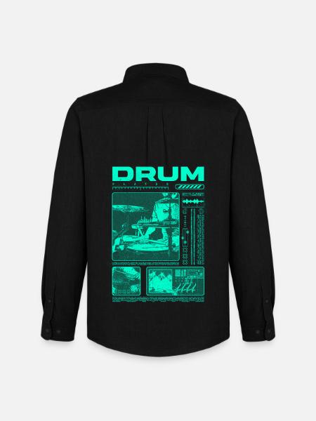 Rock Drummer Drum Player Streetwear - Men's Oxford Shirt by Stanley/Stella - black