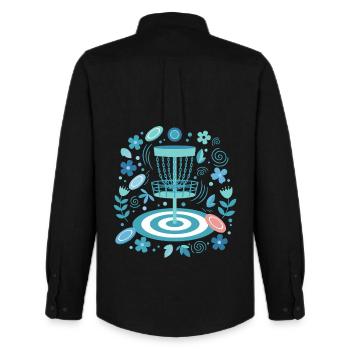 Disc Golf Korb Blumen fliegender Disc Golf Spaß - Männer Oxford Hemd von Stanley/Stella - Schwarz - Hinten - AI Model Male 185 dark (185cm)