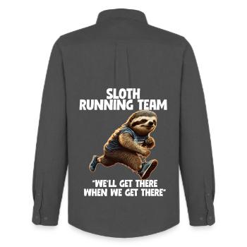 Sloth Running Team We'll Get There  - Men's Oxford Shirt by Stanley/Stella - anthracite - Back - AI Model Male 185 dark (185cm)