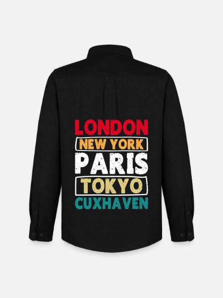 North Sea LONDON NEW YORK PARIS TOKYO CUXHAVEN - Men's Oxford Shirt by Stanley/Stella - black