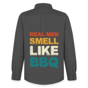 Real Men Smell Like BBQ - Männer Oxford Hemd von Stanley/Stella - Anthrazit - Hinten - AI Model Male 185 dark (185cm)
