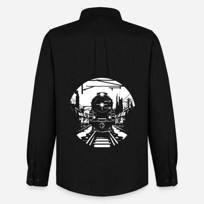 Eisenbahn Skizze - Männer Oxford Hemd von Stanley/Stella - Schwarz