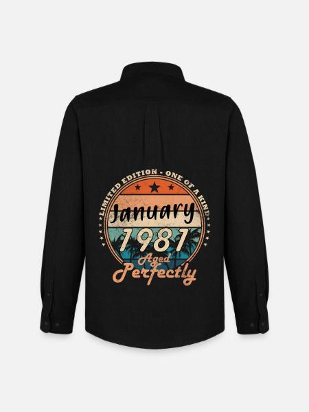 45th Birthday Original January 1981 - Men's Oxford Shirt by Stanley/Stella - black