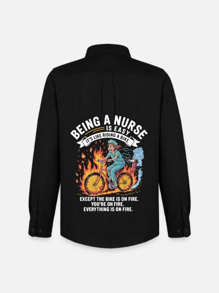 Firing nursing heroine on bicycle - Men's Oxford Shirt by Stanley/Stella - black