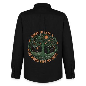 Désolé pour le retard Les bois ont gardé mes disques Disc golf - Chemise Oxford homme Stanley/Stella - noir - Dos - AI Model Male 185 dark (185cm)