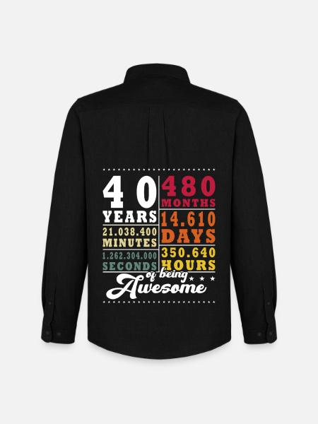 40e anniversaire de son quarantième anniversaire - Chemise Oxford homme Stanley/Stella - noir