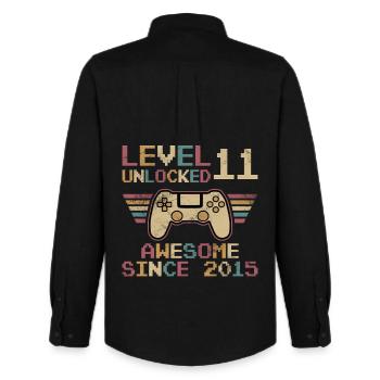 11.Geburtstag Jungen Video Gamer Level 11 unlocked - Männer Oxford Hemd von Stanley/Stella - Schwarz - Hinten - AI Model Male 185 dark (185cm)