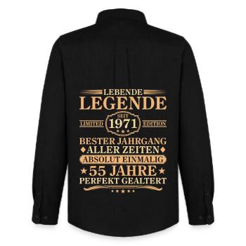 Birthday born in 1971 55 years - Men's Oxford Shirt by Stanley/Stella - black - Back - AI Model Male 185 dark (185cm)