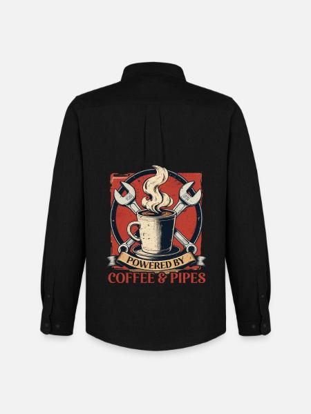 Pipelayers Powered By Coffee & Pipes - Men's Oxford Shirt by Stanley/Stella - black