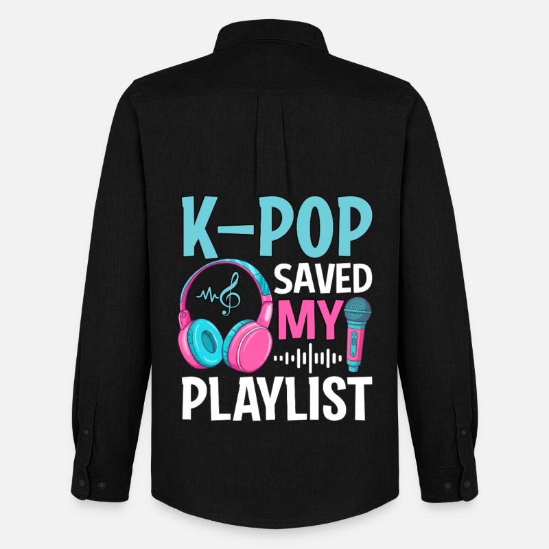 K-Pop Saved My Playlist - Männer Oxford Hemd von Stanley/Stella - Schwarz