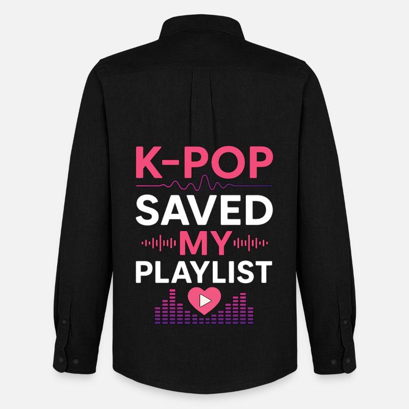 K-Pop Saved My Playlist - Männer Oxford Hemd von Stanley/Stella - Schwarz
