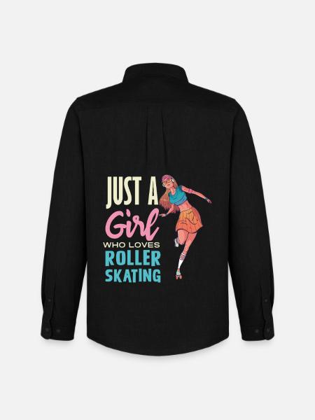 Just a Girl Loves Roller Skating - Men's Oxford Shirt by Stanley/Stella - black