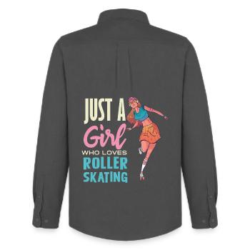 Just a Girl Loves Roller Skating - Männer Oxford Hemd von Stanley/Stella - Anthrazit - Hinten - AI Model Male 185 dark (185cm)