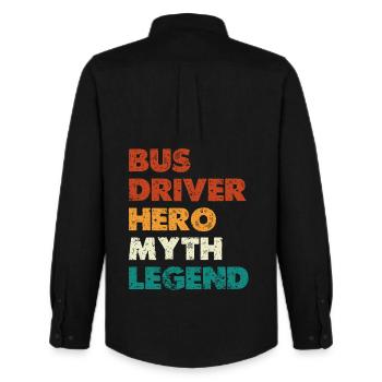 Bus Driver Hero Myth Legend - Men's Oxford Shirt by Stanley/Stella - black - Back - AI Model Male 185 dark (185cm)
