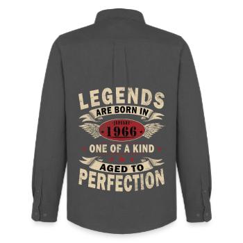 Legends-were-born-in-January-1966 - Men's Oxford Shirt by Stanley/Stella - anthracite - Back - AI Model Male 185 dark (185cm)