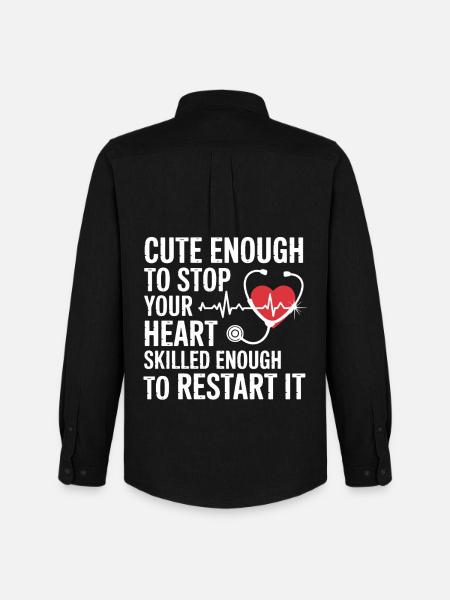 Heart Restart: Cute and Strong - Men's Oxford Shirt by Stanley/Stella - black