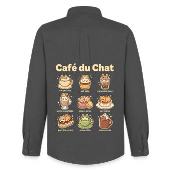 Café du Chat Katzengenuss - Männer Oxford Hemd von Stanley/Stella - Anthrazit - Hinten - AI Model Male 185 dark (185cm)