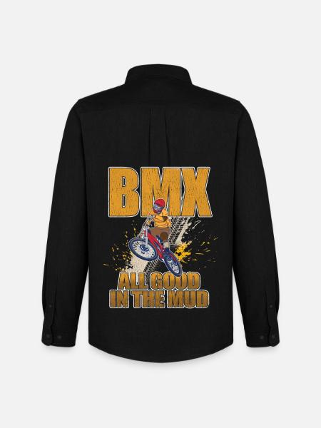 BMX All Good In The Mud - Men's Oxford Shirt by Stanley/Stella - black