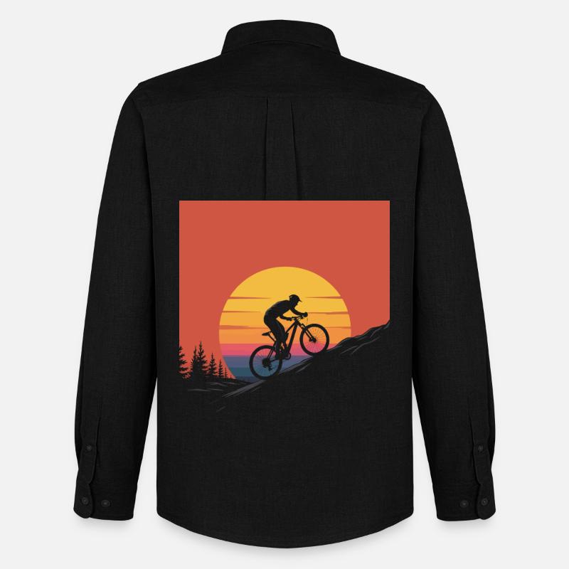 Mountainbiker Sunset Silhouette - Männer Oxford Hemd von Stanley/Stella - Schwarz