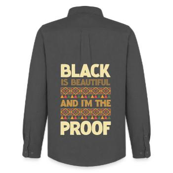 Black is beautiful I'm the proof - Men's Oxford Shirt by Stanley/Stella - anthracite - Back - AI Model Male 185 dark (185cm)