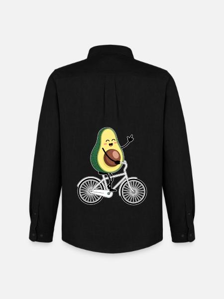 Funny Mountain Biker Avocado - Men's Oxford Shirt by Stanley/Stella - black