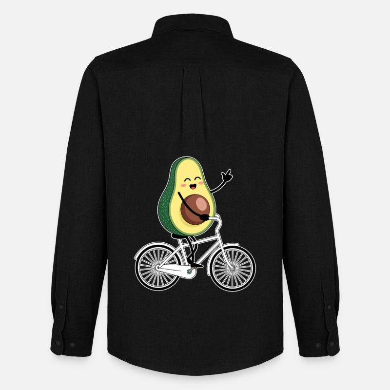 Lustiger Mountainbiker-Avocado - Männer Oxford Hemd von Stanley/Stella - Schwarz