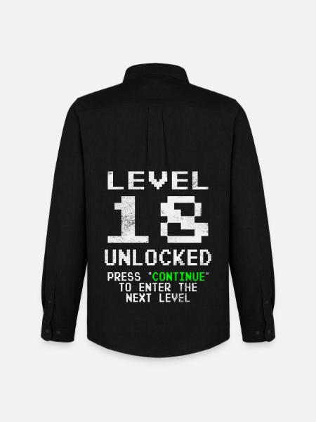 Level 18 Unlocked - Men's Oxford Shirt by Stanley/Stella - black