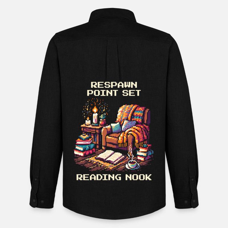 Respawn gesetzt | Leseecke Bücherzeit - Männer Oxford Hemd von Stanley/Stella - Schwarz