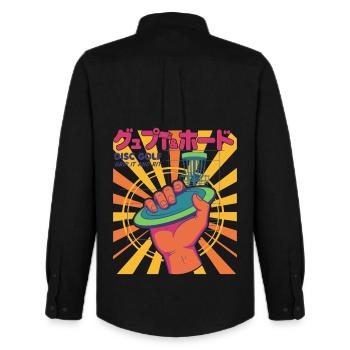Disc Golf Grip It And Rip It Flying Disc Fun - Men's Oxford Shirt by Stanley/Stella - black - Back - AI Model Male 185 dark (185cm)