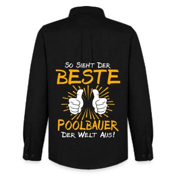 Poolbauer Geschenkidee - Männer Oxford Hemd von Stanley/Stella - Schwarz - Hinten - AI Model Male 185 dark (185cm)
