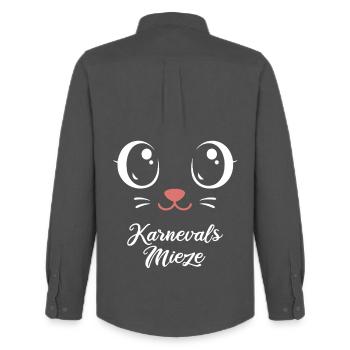 Karnevals Mieze | Big Face Kostüm Verkleidung - Männer Oxford Hemd von Stanley/Stella - Anthrazit - Hinten - AI Model Male 185 dark (185cm)