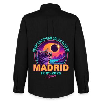 Solar Cat Madrid Eclipse 2026 - Men's Oxford Shirt by Stanley/Stella - black - Back - AI Model Male 185 dark (185cm)