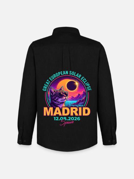 Solar Cat Madrid Eclipse 2026 - Men's Oxford Shirt by Stanley/Stella - black