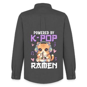 Powered By K-Pop Ramen - Männer Oxford Hemd von Stanley/Stella - Anthrazit - Hinten - AI Model Male 185 dark (185cm)