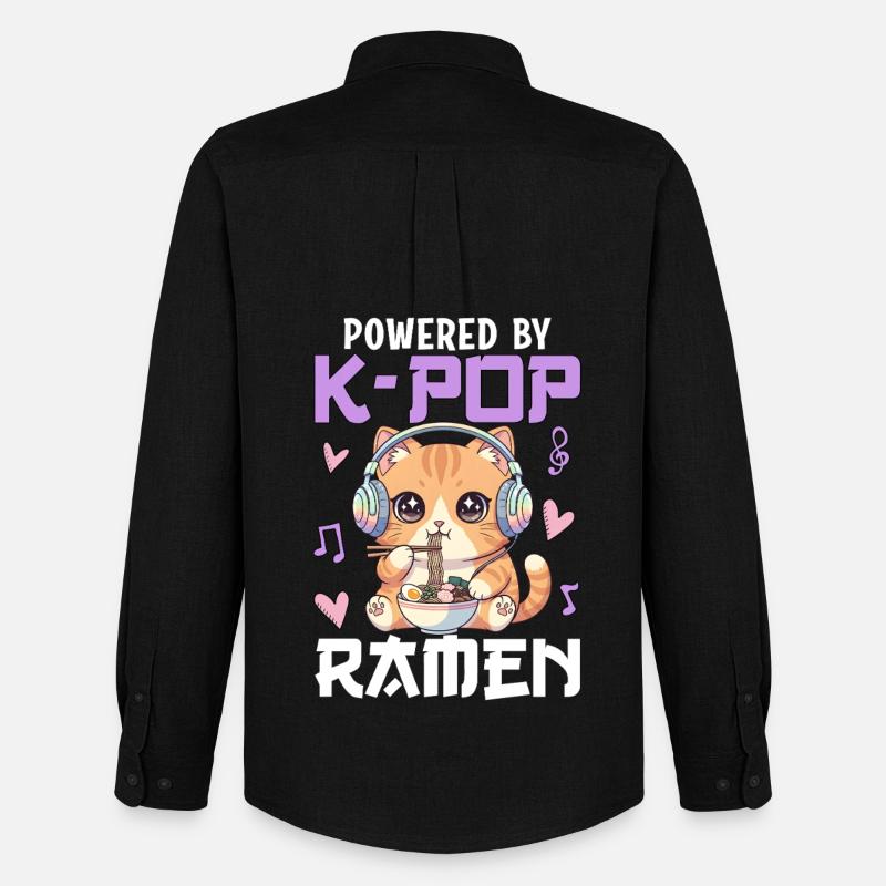Powered By K-Pop Ramen - Männer Oxford Hemd von Stanley/Stella - Schwarz