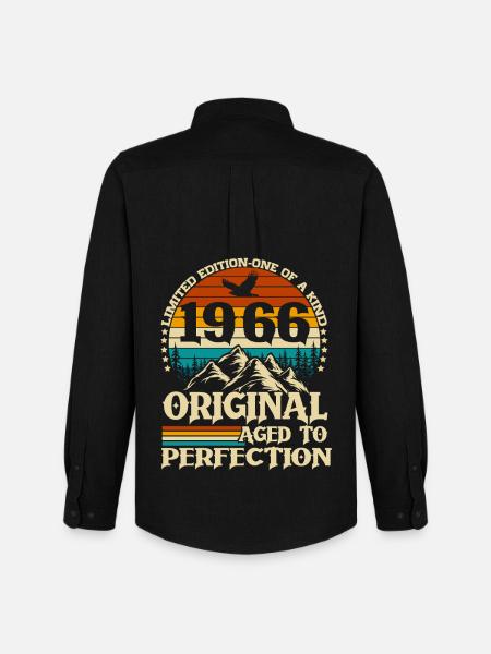 Original 1966 Vintage Retro födelsedagspresent - Stanley/Stella Oxfordskjorta Herr - svart