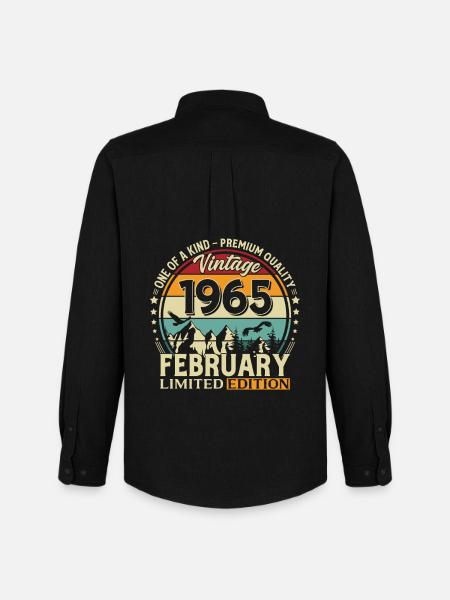 61e anniversaire février 1965 Millésime - Chemise Oxford homme Stanley/Stella - noir