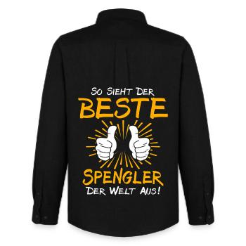Spengler Geschenkidee - Männer Oxford Hemd von Stanley/Stella - Schwarz - Hinten - AI Model Male 185 dark (185cm)